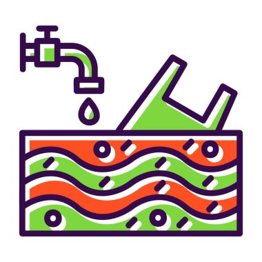 Su borusu simgesi renk ana hatları vektörü