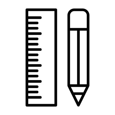 Cetvel ve kalem düz ikon vektör çizimi