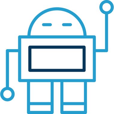 robot düz simgesi, vektör illüstrasyonu