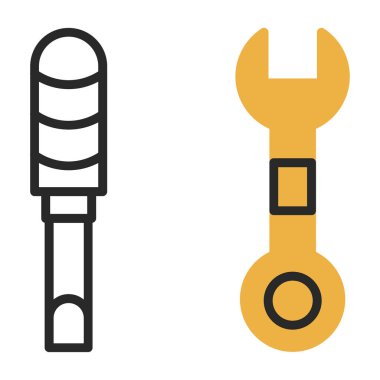 vektör çekiç ve anahtar simgesi