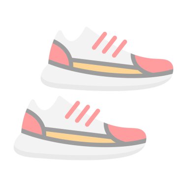 Sneakers 'ın vektör çizimi. Spor ayakkabıların düz simge tasarımı                  