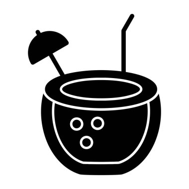 Hindistan cevizi içeceği. Web simgesi vektör illüstrasyonu