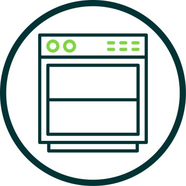 Mutfak ve ev ikonu, bulaşıkçı sembolü, modern illüstrasyon 