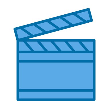 Alkış tahtası simgesi. Açılış filmi çekim tahtası vektörü. Sinema ya da televizyon alkışları sembolü. 