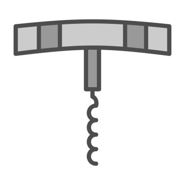 Tirbuşon yassı simgesi, vektör illüstrasyonu 