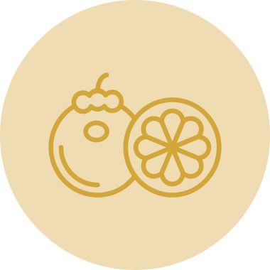 Mangosteen meyve simgesi, vektör illüstrasyonu 