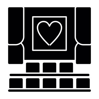 Laptop ikonlu kalp. Web için kalp vektörü simgesi olan dizüstü bilgisayarın özet çizimi
