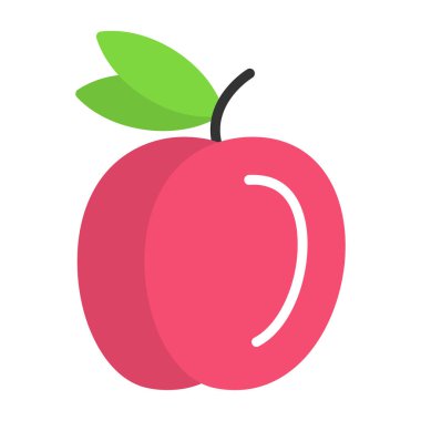 Şeftali simgesi vektör çizimi düz tasarım