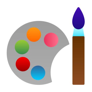 palet ve boya ile fırça, düz tasarım tarzı.