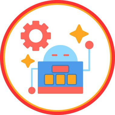 robot düz simgesi, vektör illüstrasyonu