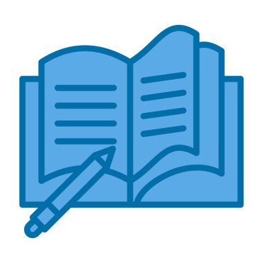 düz Not Defteri ve kalem ikonu vektör çizimi