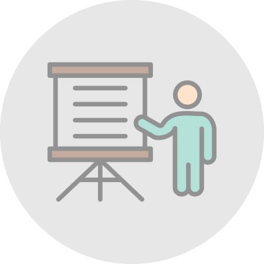 Bir sunum simgesinin vektör illüstrasyonu 