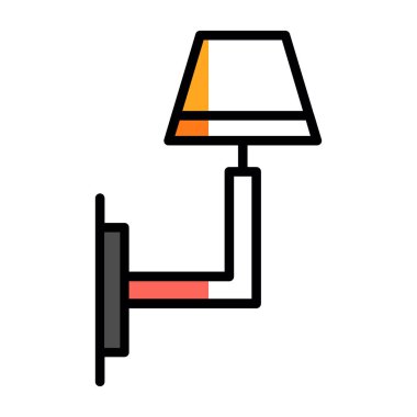 ev lambası simgesi, Wall Light, vektör illüstrasyonu 
