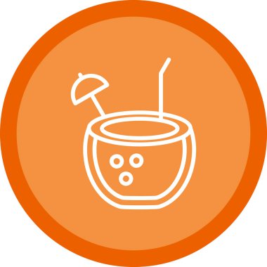 Hindistan cevizi içeceği. Web simgesi vektör illüstrasyonu