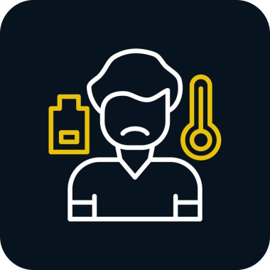 Arka planda sakallı ve maske simgesi olan bir adam var.