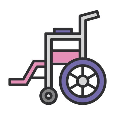 Tekerlekli sandalye web simgesi, vektör illüstrasyonu