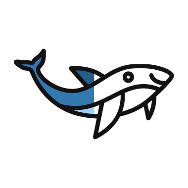 Balina hayvan ikonu. düz vektör illüstrasyonu