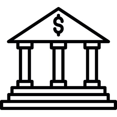 Banka binası ikonu. düz tasarım illüstrasyon. 