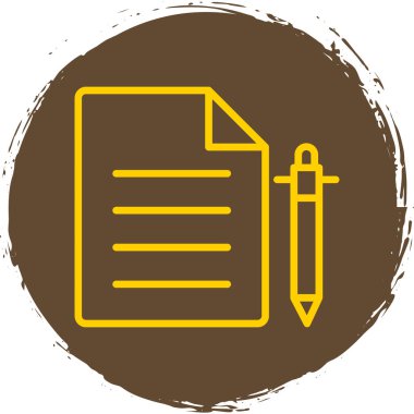 belge ve kalem. Web yuvarlak simgesi basit illüstrasyon