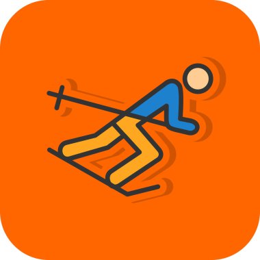 Basit düz kayakçı simgesi vektör çizimi