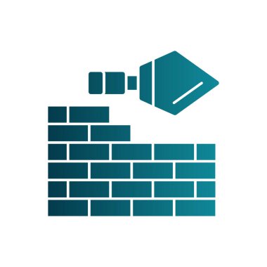 inşaat tuğlaları ve masonluk mala aracı düz simge, vektör illüstrasyonu