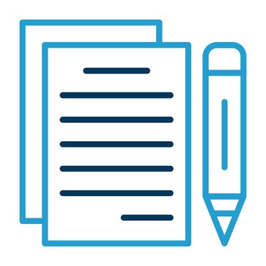 belge ve kalem. Web simgesi basit illüstrasyon