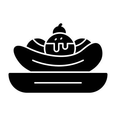 Muz bölünmüş ağ simgesi. Basit tasarım beyaza izole edilmiş. 