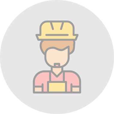 İnşaat işçisi avatar simgesi düz stil