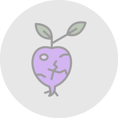 Kohlrabi sebze ikonu, vektör illüstrasyonu