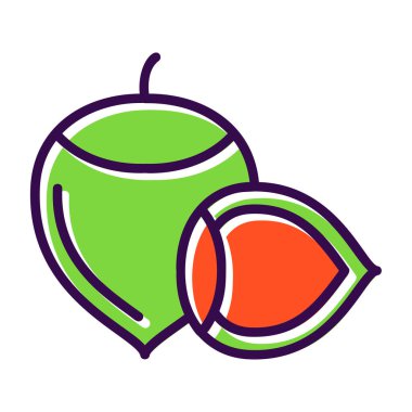 Fındık çizgi simgesi, vektör illüstrasyonu