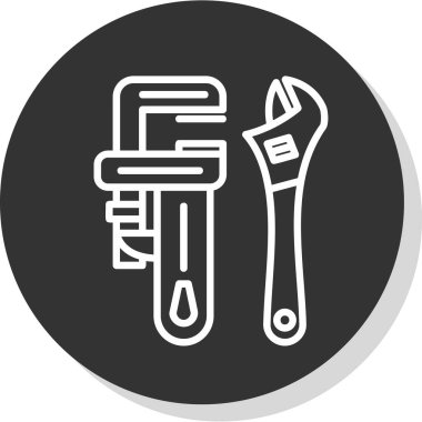 Basit Boru Anahtarı simgesi, vektör illüstrasyonu