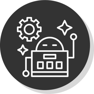 robot düz simgesi, vektör illüstrasyonu