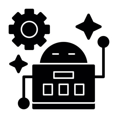 robot düz simgesi, vektör illüstrasyonu