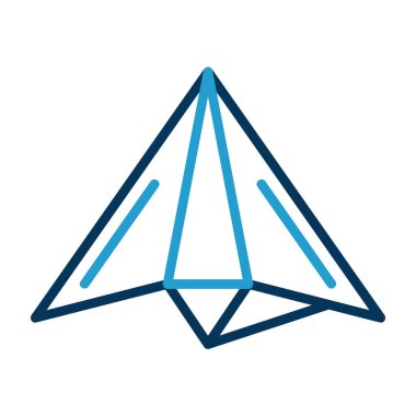 Kağıt düzlem vektör simgesi beyaz arkaplanda izole edildi.