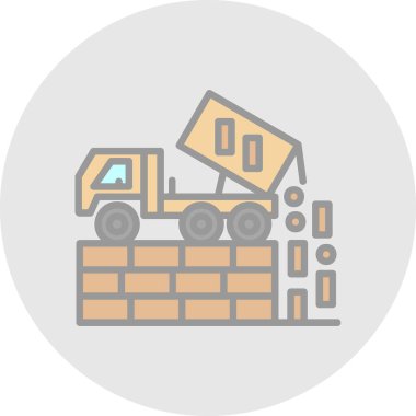 kamyon yassı simge tasarımı vektör çizimi