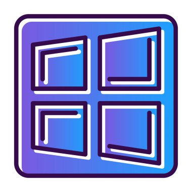 Pencere simgesi. İnce çizgi biçimi tasarım vektörü çizimi.