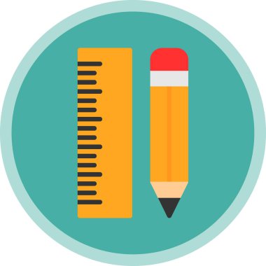 Cetvel ve kalem düz ikon vektör çizimi