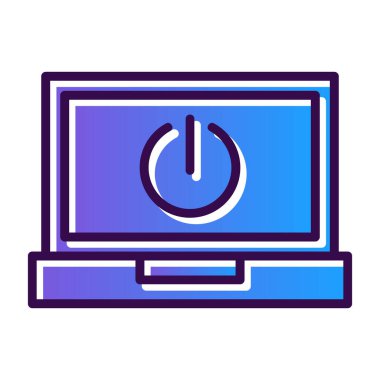 Dizüstü bilgisayar simgesi vektörü. İnce çizgi işareti. İzole edilmiş kontür sembolü gösterimi