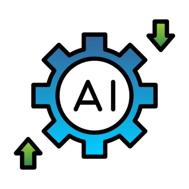 ai yapay zeka renk çizgisi simgesi. Yapay zeka işareti. izole edilmiş taslak çizimi