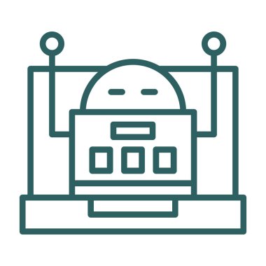 robot düz simgesi, vektör illüstrasyonu