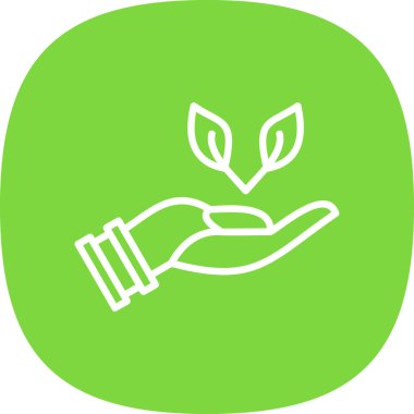 Bir yaprak simgesini tutan el, vektör illüstrasyonu