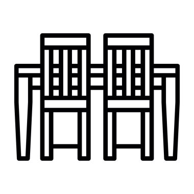 Yemek masası ve sandalyeler simgesi, vektör illüstrasyonu 