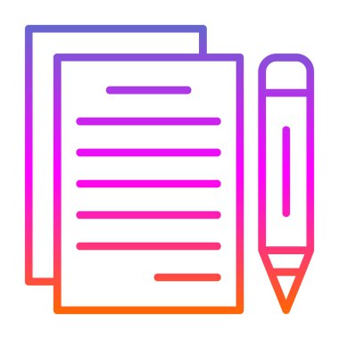 belge ve kalem. Web simgesi basit illüstrasyon