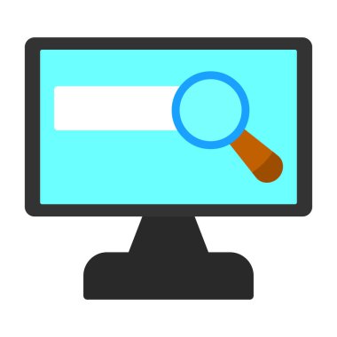 Büyüteç simgesi, düz stil, arama sembolü. Vektör illüstrasyonu