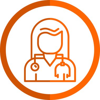 Kadın doktor çizgisi simgesi, vektör illüstrasyonu  
