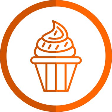 Lezzetli cupcake düz vektör simgesi                         