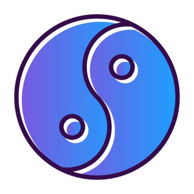 Basit düz yin yang vektör simgesi.