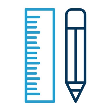 Cetvel ve kalem grafik vektör çizimi