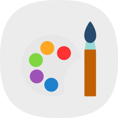 palet ve boya ile fırça, düz tasarım tarzı.