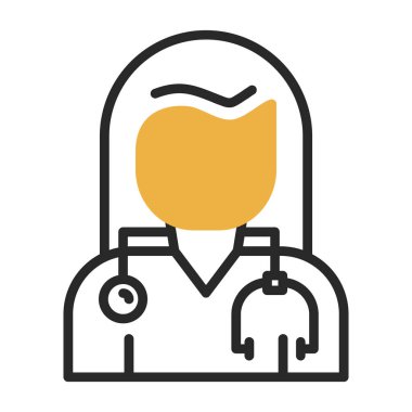 Kadın doktor çizgisi simgesi, vektör illüstrasyonu  